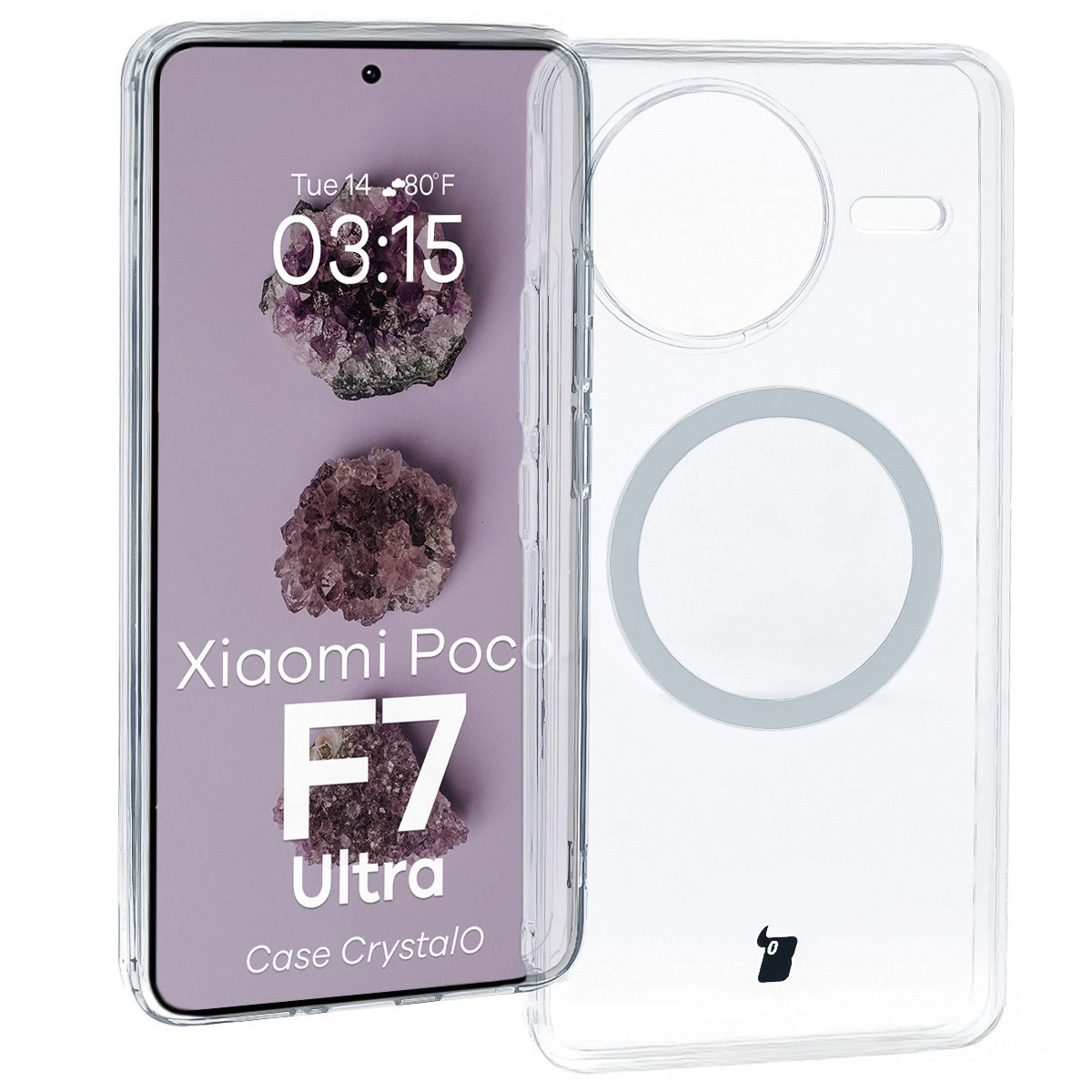 Etui Bizon CrystalO z MagSafe do Xiaomi Poco F7 Ultra Przezroczysty
