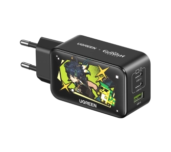 Ładowarka sieciowa UGREEN CD244 Genshin Impact Series 65W GaN USB + 2x USB-C Czarny
