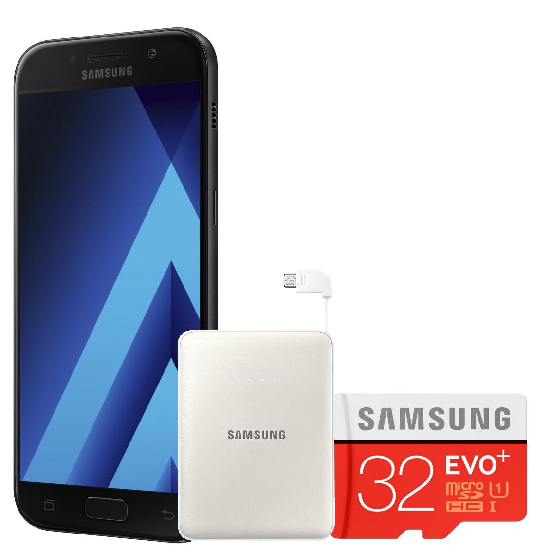 Smartfon Samsung Galaxy A5 2017 (black sky) + powerbank + karta pamięci