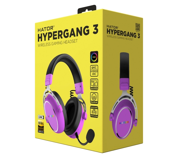 Hator Hypergang 3 Wireless ESH52 ANC Nauszne Fioletowy - Kup na Raty - RRSO 0%