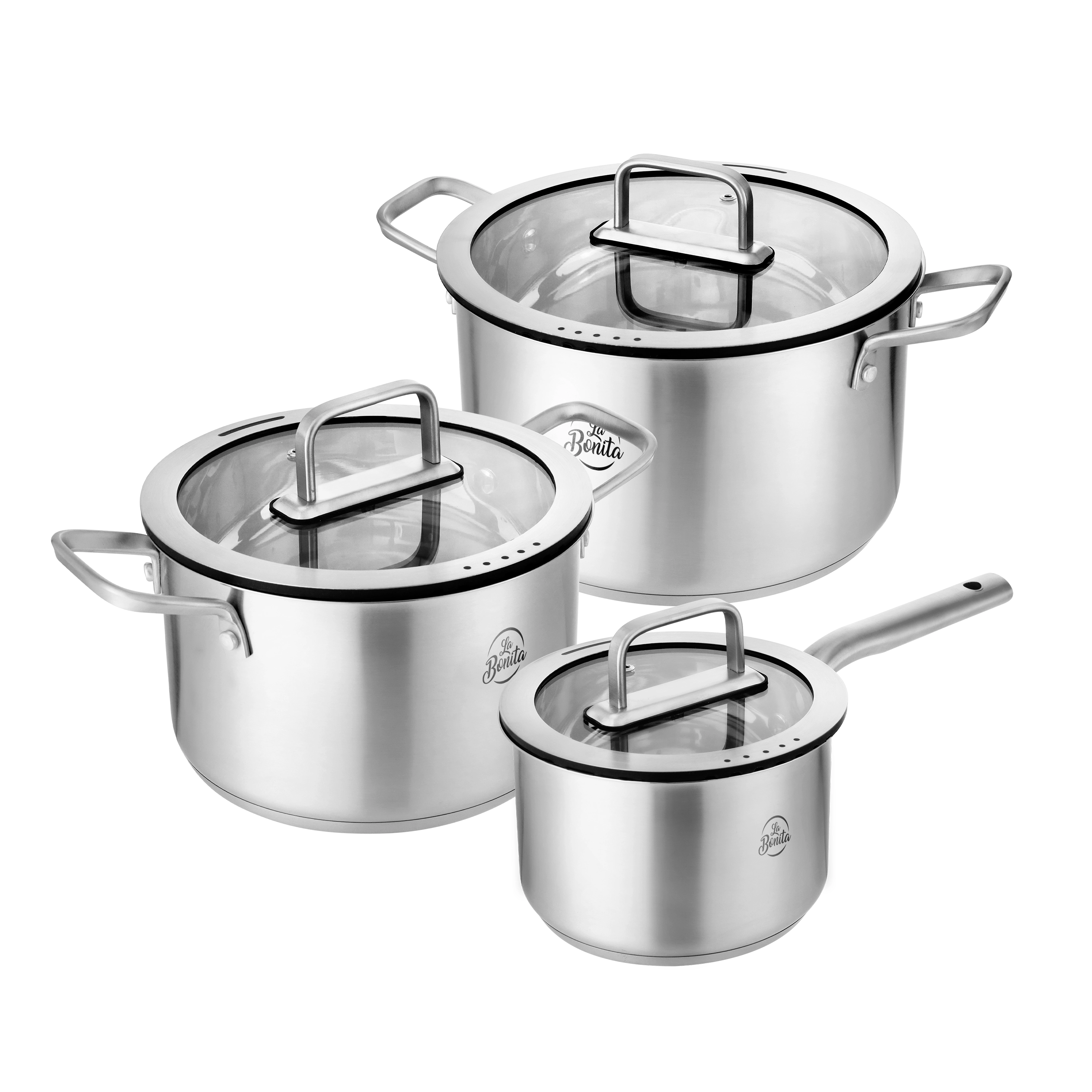 Zestaw garnków La Bonita LB6ZGS001 Silencio Indukcja Stal nierdzewna 6 elementów