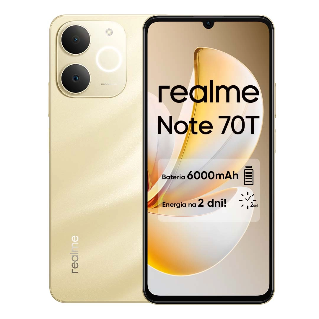 Smartfon realme Note 70T 4/128GB Funkcje AI 6,74" 90Hz 13Mpix Złoty
