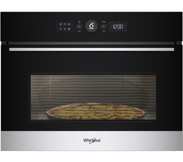 Kuchenki mikrofalowe do zabudowy - Whirlpool WMW57DHMX 45cm Crisp Grill Termoobieg Czarno srebrny