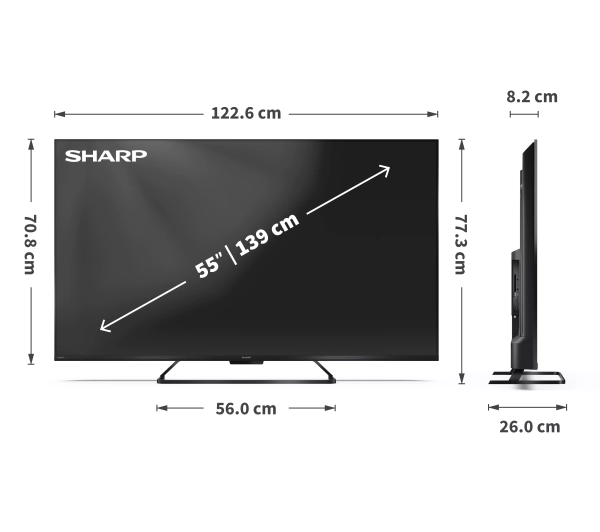Sharp 55HR7765E 55" QLED 4K 144Hz Google TV Funkcje AI Dolby Vision IQ Dolby Atmos DTS-X HDMI 2.1 DVB-T2 - Kup na Raty - RRSO 0%
