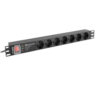 Listwa zasilająca Lanberg RACK PDU 1U 16A 7xSCHUKO 2m Czarny
