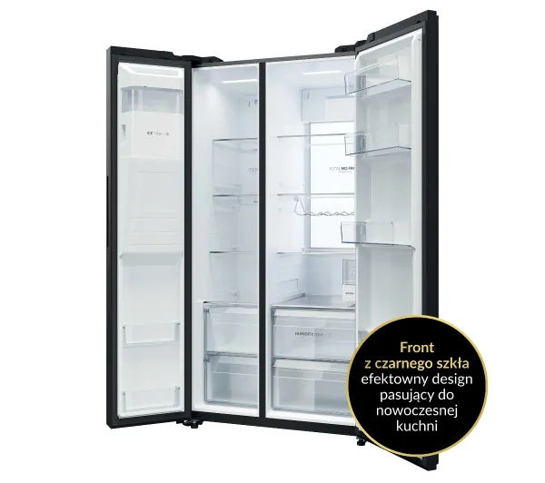 Haier SBS HSW79F18DIGB No Frost 177,5cm Dystrybutor wody i lodu Czarne szkło - Kup na Raty - RRSO 0%
