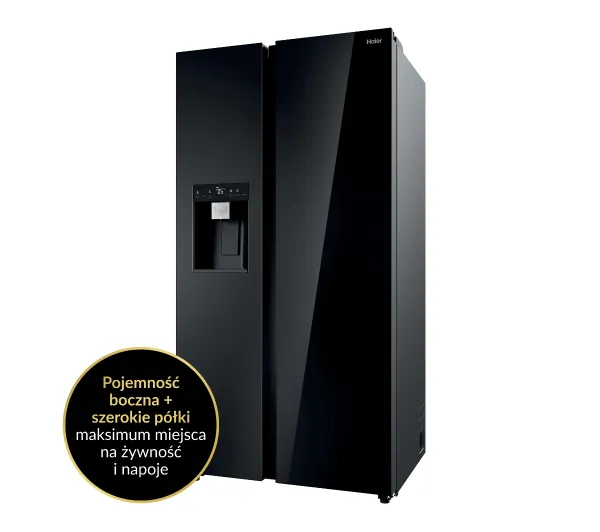 Haier SBS HSW79F18DIGB No Frost 177,5cm Dystrybutor wody i lodu Czarne szkło - Kup na Raty - RRSO 0%