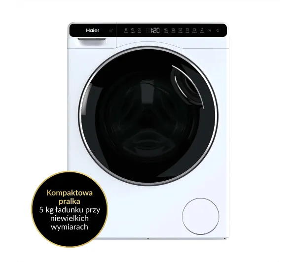 Haier Mini Drum HW50-BP12307U1-S Funkcje AI 5kg 1200obr/min Zdalne starowanie - Kup na Raty - RRSO 0%