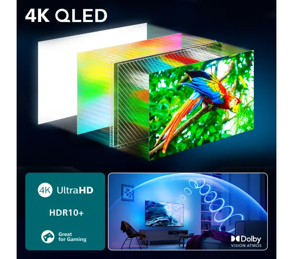 Philips 55PUS9010/12 55" QLED 4K 144Hz Titan OS Ambilight Dolby Vision Dolby Atmos DTS-X HDMI 2.1 DVB-T2 - Kup na Raty - RRSO 0%