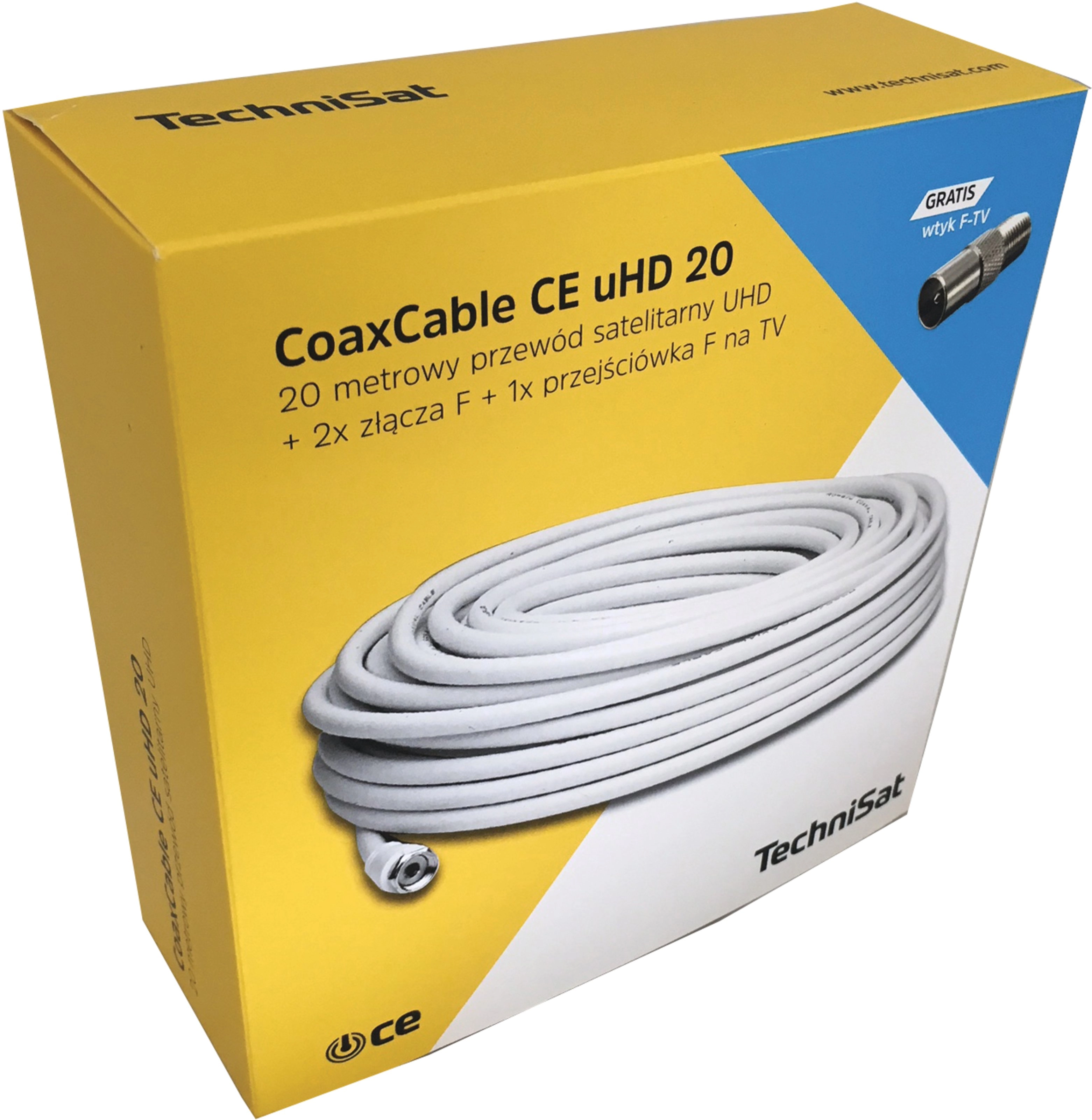 Kabel koncentryczny TechniSat 0020/7831 CoaxCable CE uHD 20m Biały