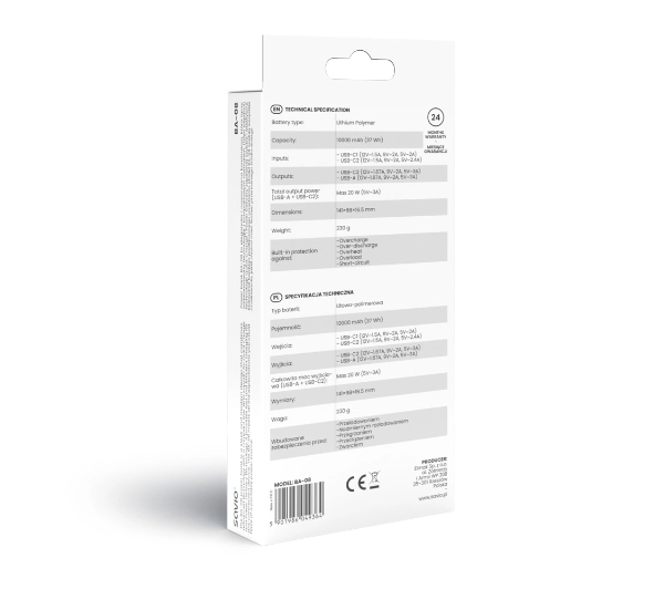 Savio BA-08 10000mAh 20W Czarny