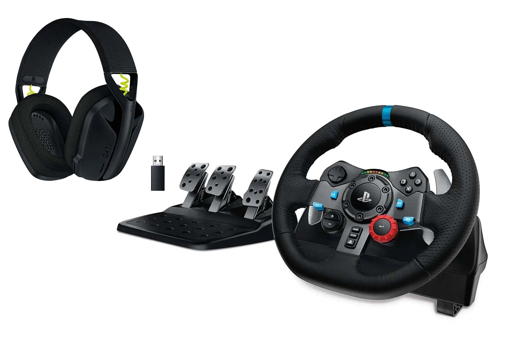 Kierownica Logitech G29 Racing Wheel z pedałami do PS5, PS4, PS3, PC Force Feedback + G435 Lightspeed Nauszne Czarny