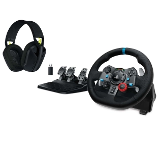 Logitech G29 Racing Wheel z pedałami do PS5, PS4, PS3, PC Force Feedback + G435 Lightspeed Nauszne Czarny - Kup na Raty - RRSO 0%