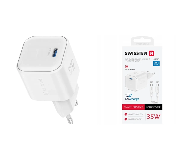 Swissten 22070220 1x USB-C 35W Power Delivery Biały