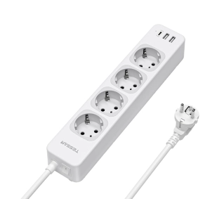 Tessan TS-307-C 4 gniazda 1x USB-C 2x USB-A Biały