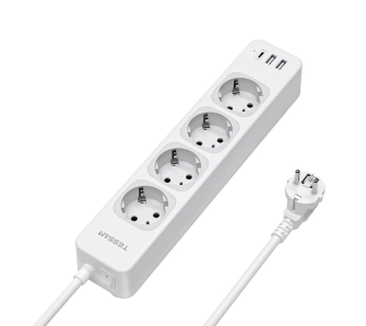 Listwa Tessan TS-307-C 4 gniazda 1x USB-C 2x USB-A Biały