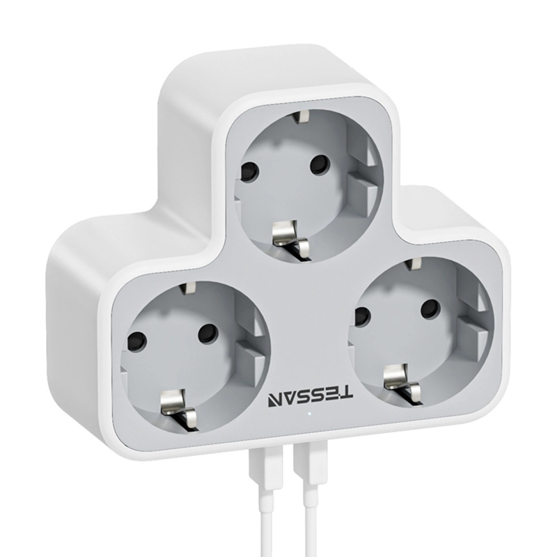 Gniazdo sieciowe Tessan TS-331 3 gniazda 2x USB-A Biały
