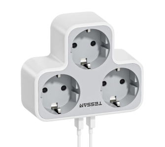 Gniazdo sieciowe Tessan TS-331 3 gniazda 2x USB-A Biały