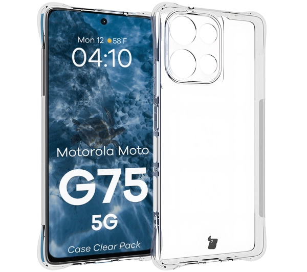 Bizon elastyczne etui Salpa + 2x folia na ekran Clear Pack do Motorola Moto G75 5G