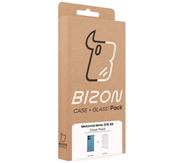 Bizon elastyczne etui Salpa + 2x folia na ekran Clear Pack do Motorola Moto G75 5G