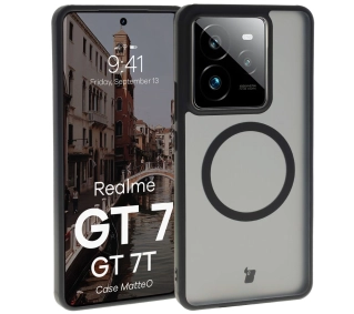 Bizon MatteO z MagSafe do Realme GT 7 / Realme GT 7T Półprzezroczyste z czarną ramką