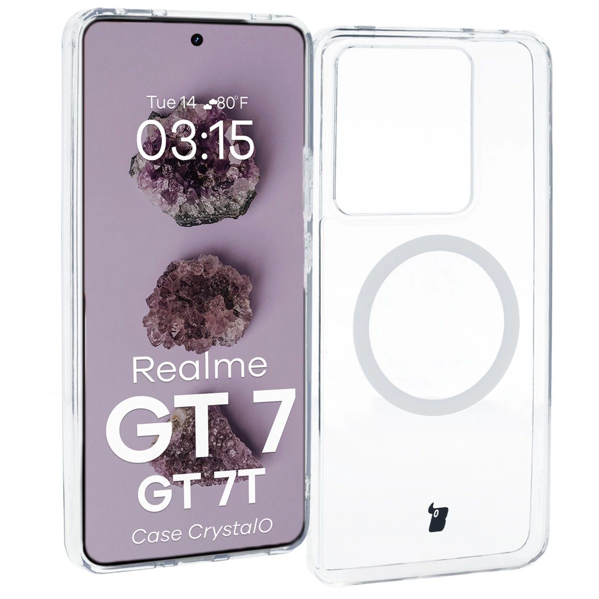 Etui Bizon CrystalO z MagSafe do Realme GT 7 / Realme GT 7T Przezroczyste