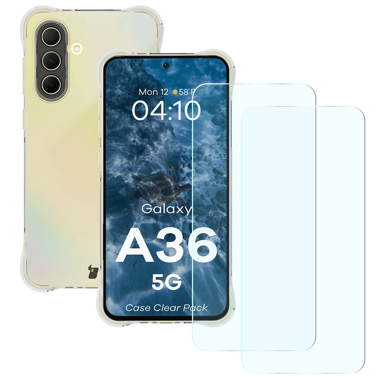 Zestaw ochronny Bizon elastyczne etui Salpa + 2x szkło hartowane Clear Pack do Samsung Galaxy A36 5G