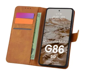 Etui Bizon Case Pocket do Motorola Moto G86 5G Brązowy