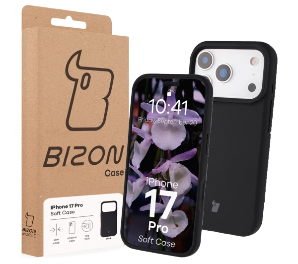 Bizon Silikonowe Soft do Apple iPhone 17 Pro Czarny