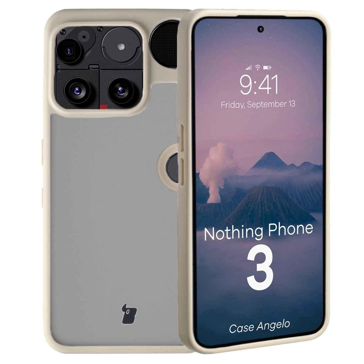 Etui Bizon Angelo do Nothing Phone (3) z beżową ramką
