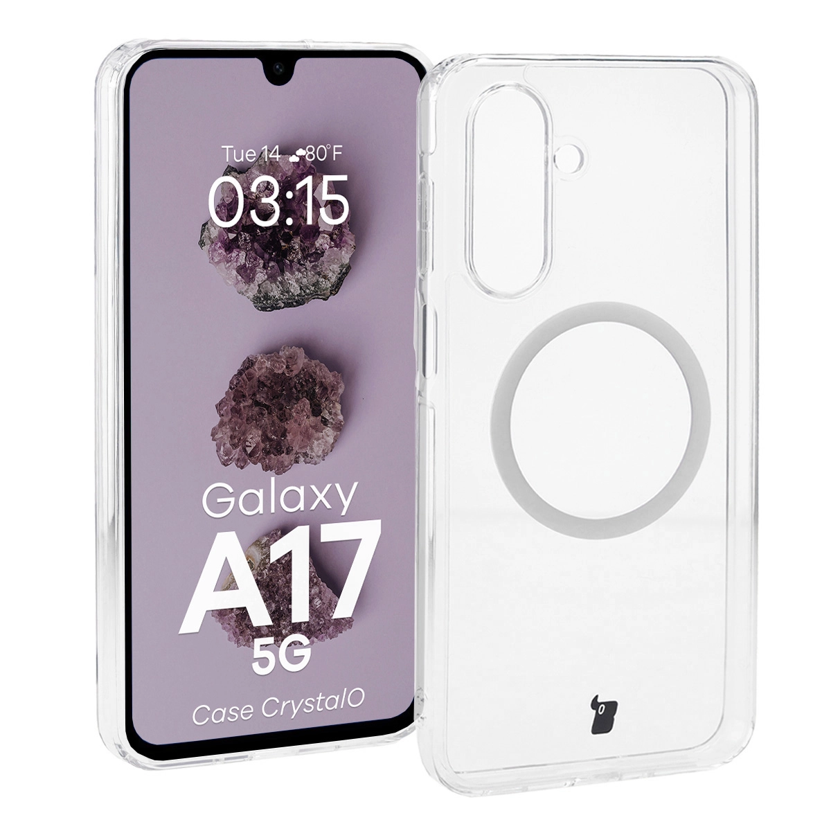 Etui Bizon CrystalO z MagSafe do CrystalO Samsung Galaxy A17 5G Clear Przezroczyste