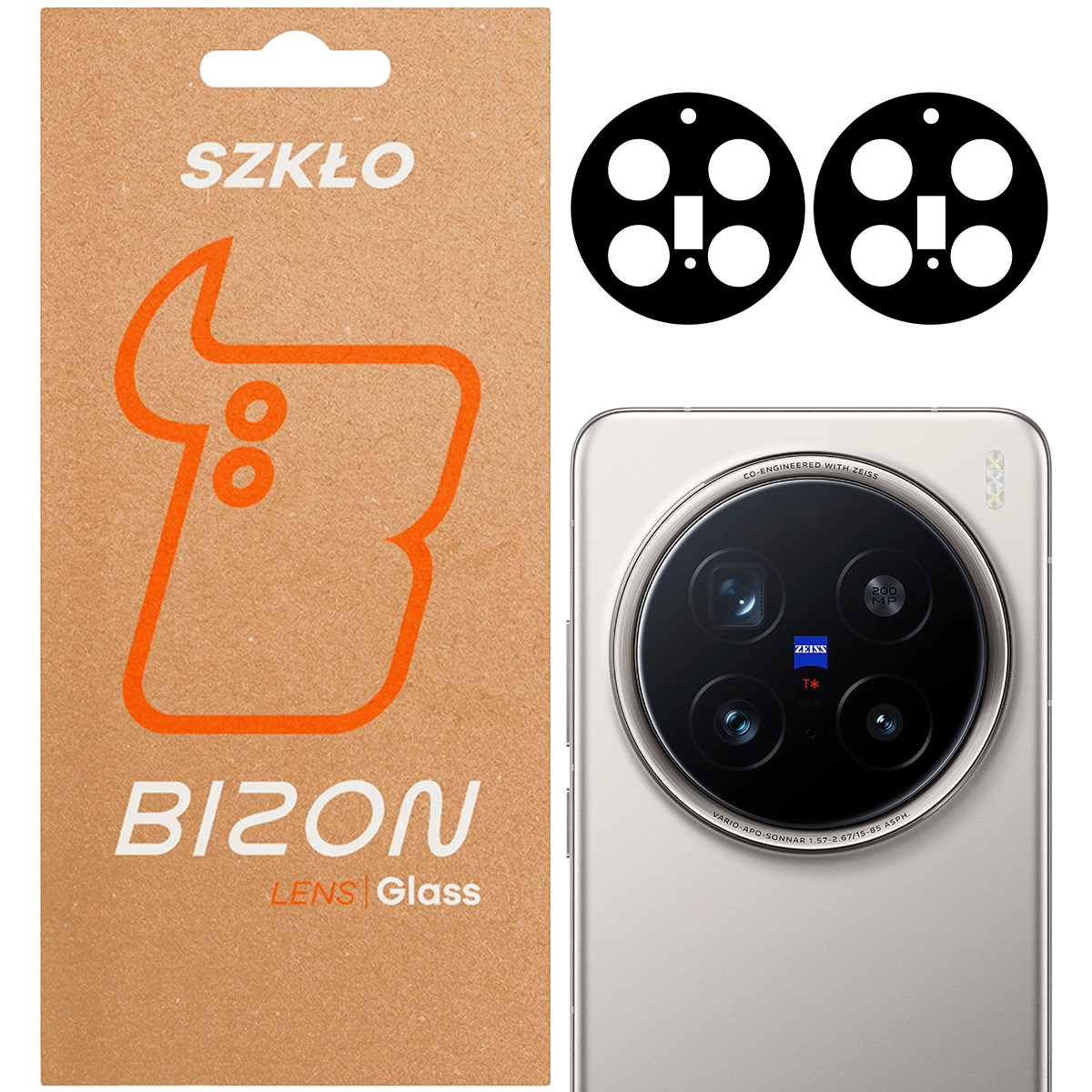Szkło ochronne Bizon na aparat Silk Lens do Vivo X200 Pro czarny 2 sztuki