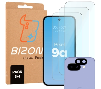 Zestaw ochronny Bizon 3x szkło + szybka na aparat Clear 2 Pack do Google Pixel 9a