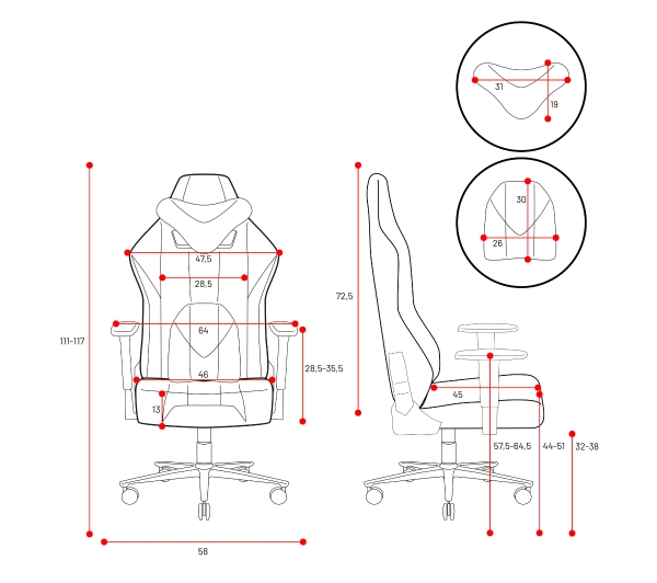 Diablo Chairs X-Player 2.0 Small do 90kg Skóra ECO Tkanina Karmazynowo-antracytowy - Kup na Raty - RRSO 0%
