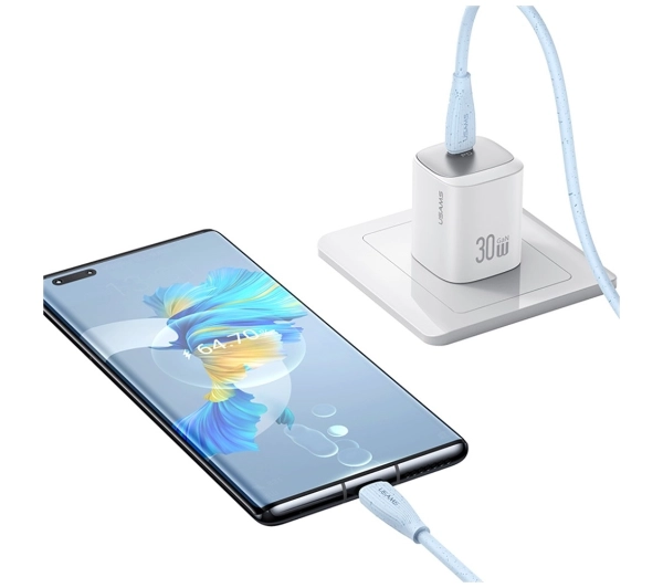 USAMS Green Series 60W USB-C do USB-C 1m Niebieski