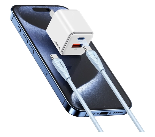 USAMS Green Series 60W USB-C do USB-C 1m Niebieski