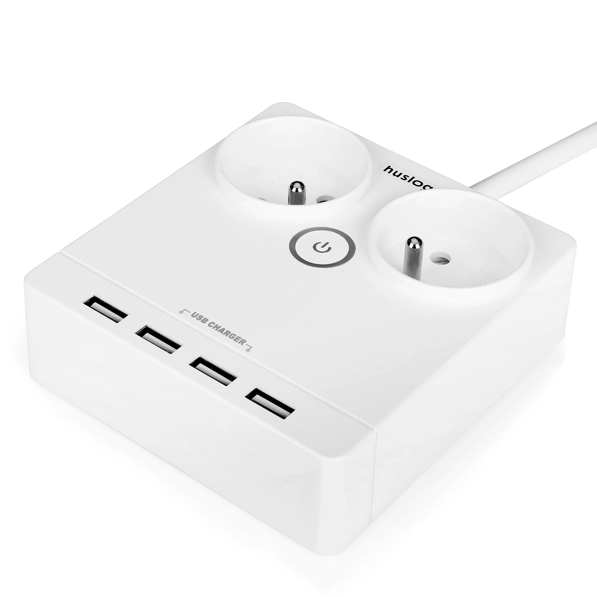 Przedłużacz Huslog EMX-190124 2 gniazda 1,5m Biały