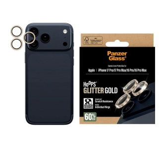 Szkło ochronne PanzerGlass Hoops Glitter do iPhone 17 Pro / 17 Pro Max / 16 Pro / 16 Pro Max Złoty