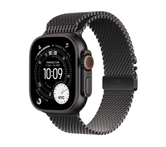 Apple Watch Ultra 3 GPS + Cellular koperta z tytanu Czarna 49mm Bransoleta mediolańska z tytanu Czarna Rozmiar M