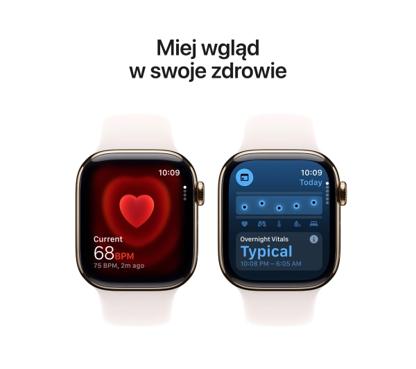 Apple Watch Series 11 GPS + Cellular 46mm Tytan Złoty Pasek sportowy Łagodny róż M/L - Kup na Raty - RRSO 0%