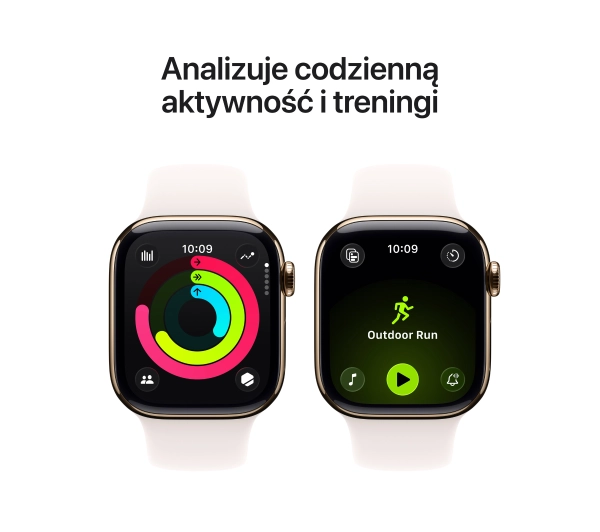 Apple Watch Series 11 GPS + Cellular 46mm Tytan Złoty Pasek sportowy Łagodny róż M/L - Kup na Raty - RRSO 0%