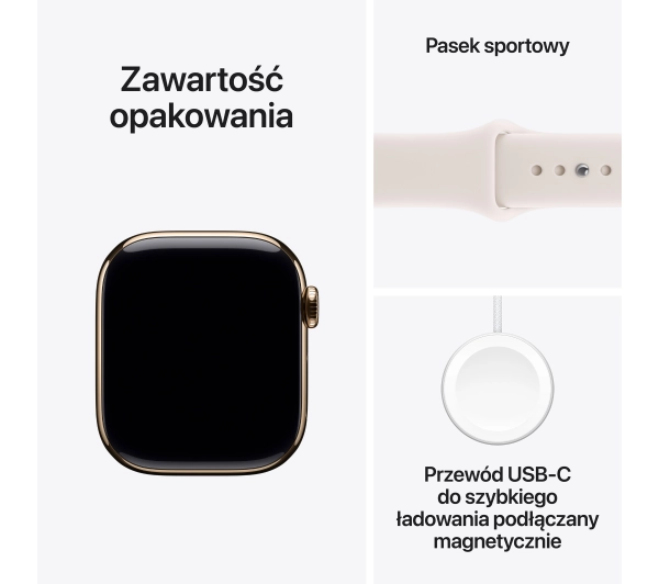 Apple Watch Series 11 GPS + Cellular 46mm Tytan Złoty Pasek sportowy Łagodny róż M/L - Kup na Raty - RRSO 0%
