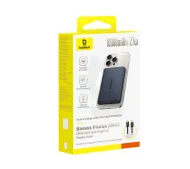 Baseus Picogo AM41 Power Bank, 10.000 mAh Qi2 Magsafe Powerbank, Ultra Slim, 15 W draadloos, PD 27 W snel opladen, magnetische externe batterij voor iPhone 17/16/15/14/13/12, Zwart