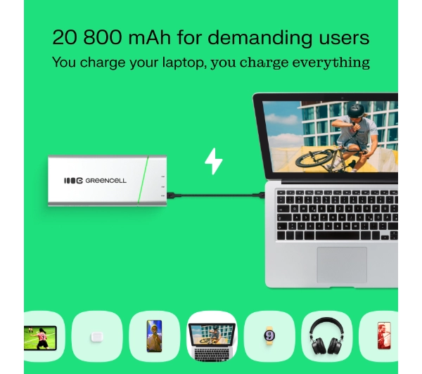 Green Cell PBPLGC20P PowerPlay Pro 20800mAh 65W Srebrny