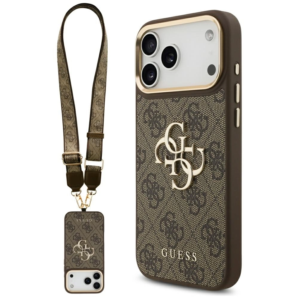 Etui Guess Big 4G Classic Logo Big Strap Metal Buttons do iPhone 17 Pro Max Brązowy