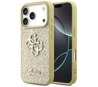 Etui Guess Fixed Glitter Big 4G do iPhone 17 Pro złoty