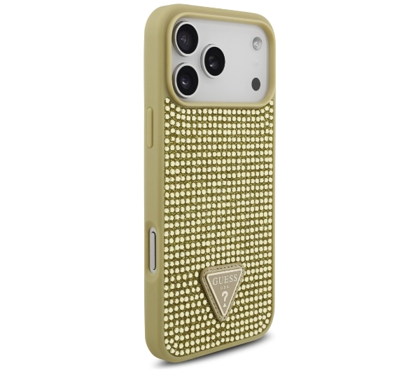 Guess Rhinestone Triangle Logo do iPhone 17 Pro Max złoty