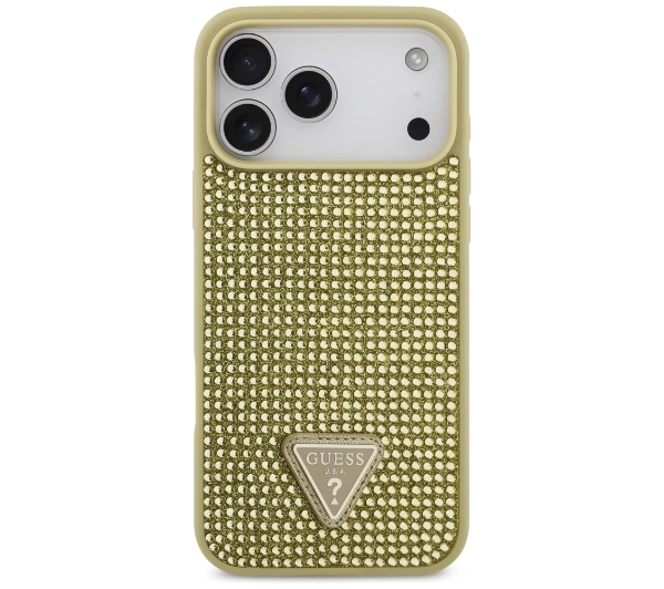 Guess Rhinestone Triangle Logo do iPhone 17 Pro Max złoty