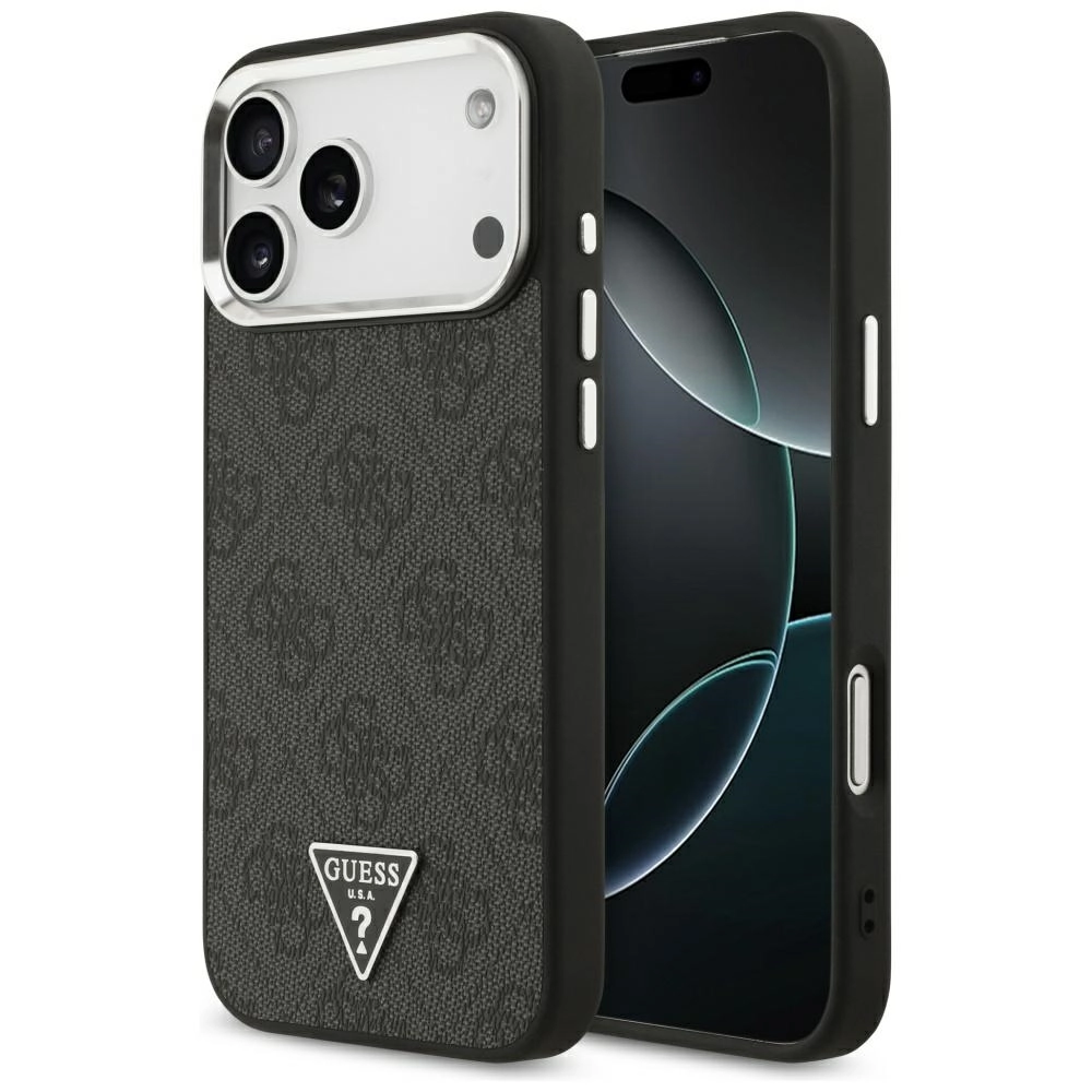 Etui Guess 4G Triangle Logo MagSafe do iPhone 17 Pro Max czarny srebrny