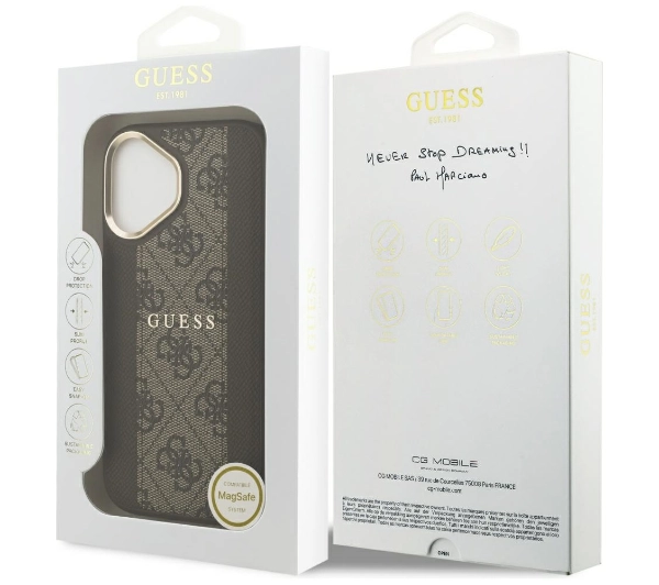 Guess 4G Stripe MagSafe do iPhone 17 brązowy